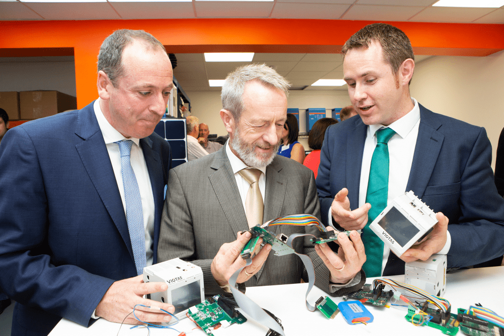 VIOTAS co-founders Duncan O’Toole and Dr. Paddy Finn explaining VIOTAS technology benefits to Sean Kelly MEP